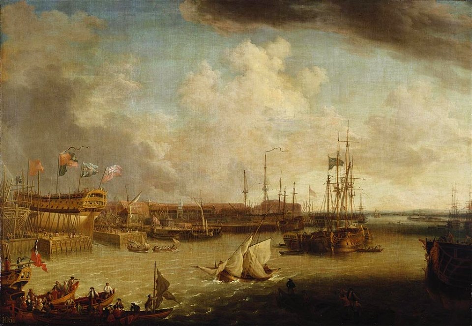 Richard Paton (1717-91) - The Dockyard at Portsmouth - RCIN 401543 - Royal Collection