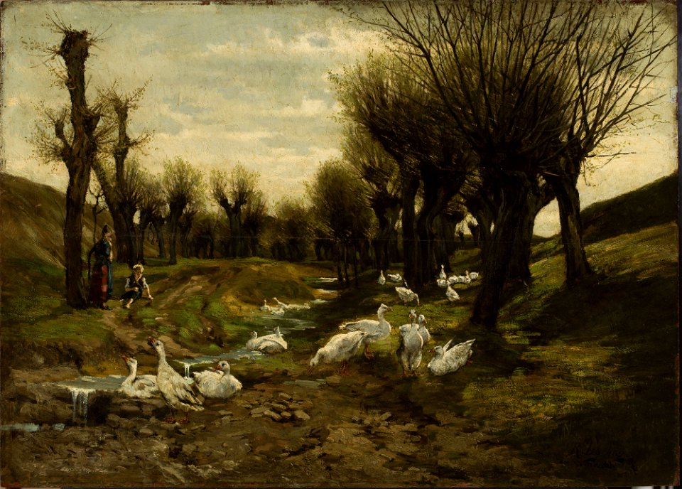 Richard Lorenz - Geese alongside a creek - M.Ob.892 MNW - National Museum in Warsaw