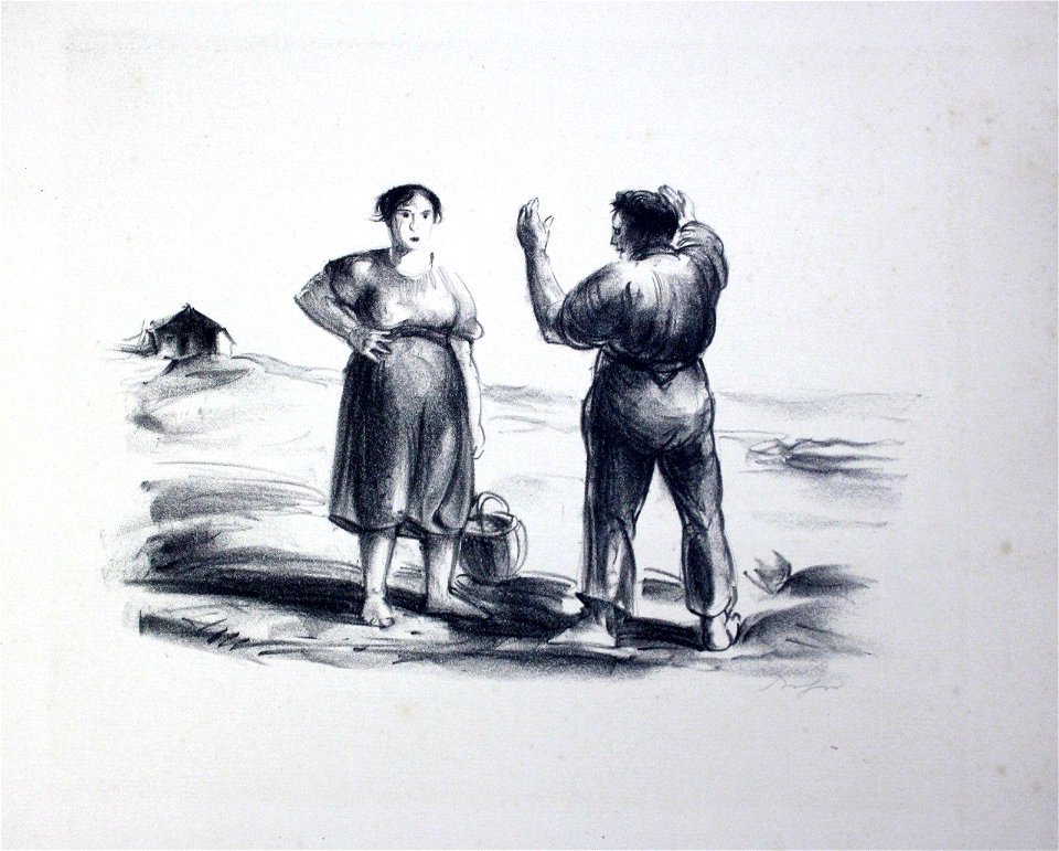Richard Dreher - Bauern. Lithographie