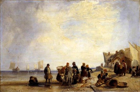 Richard Parkes Bonington (1802-1828) - French Coast with Fishermen - T11900 - Tate