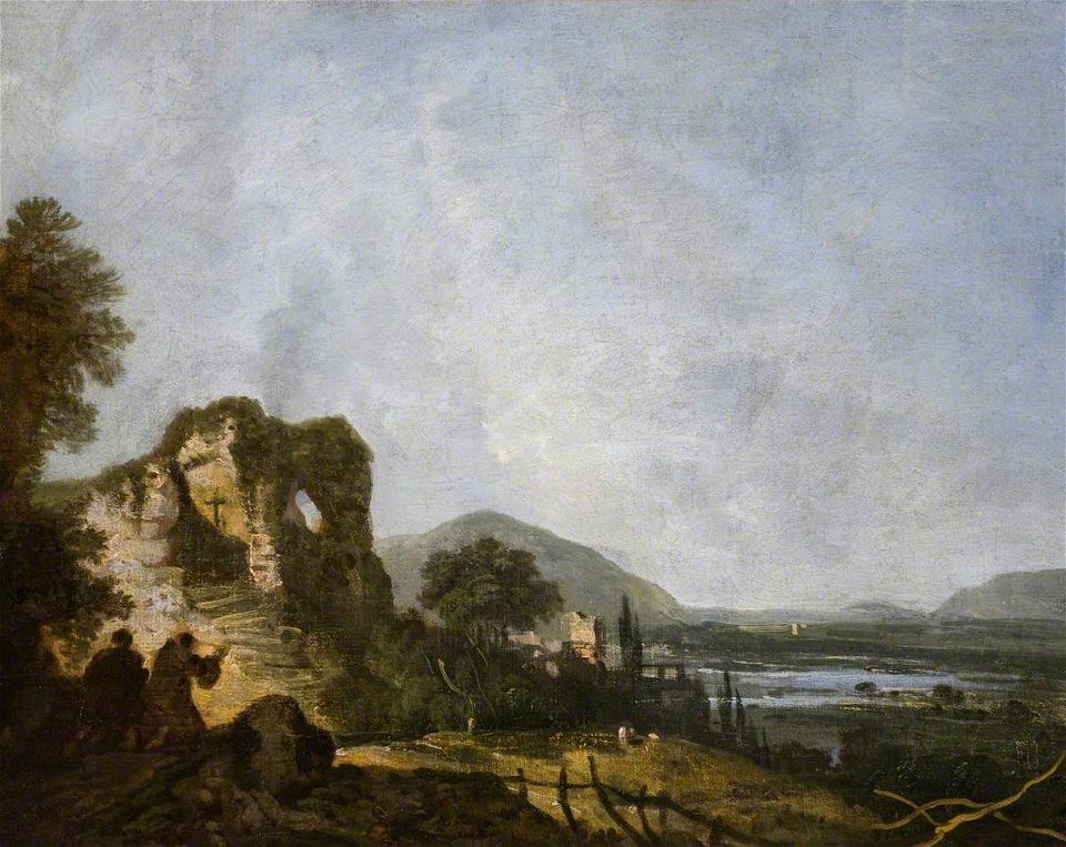 Richard Wilson (1713-1714-1782) - A Classical Landscape with Monks Praying before a Ruin - 1219976 - National Trust