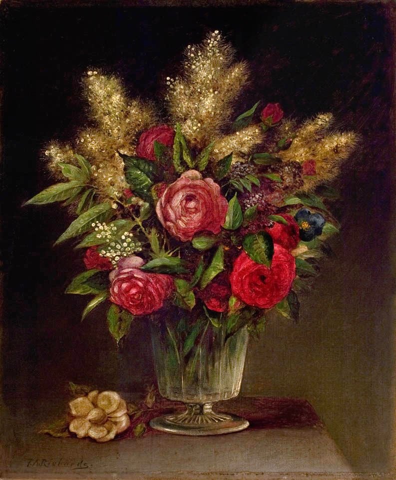 Still Life with Flowers in a Glass Vase by Thomas Addison Richards