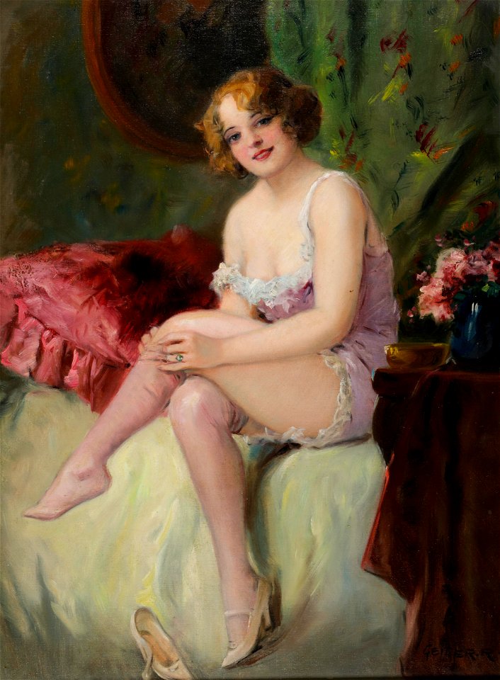 Richard Geiger Dame im Boudoir