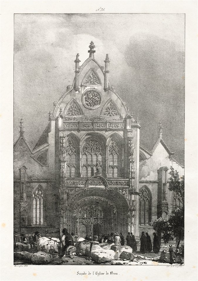Richard Parkes Bonington (British, 1802-1828) - Voyages pittoresques et romantiques dans l'ancienne France, Franche-Comté, Façade de l'église de Brou - 1942.1007 - Cleveland Museum of Art