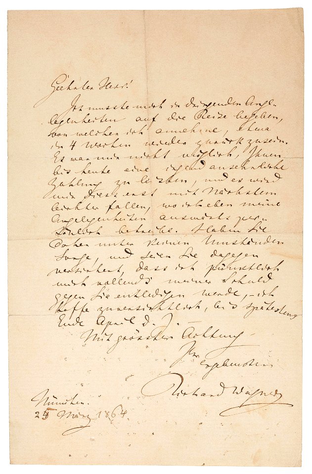 Richard Wagner an einen Gläubiger 1864-03-25