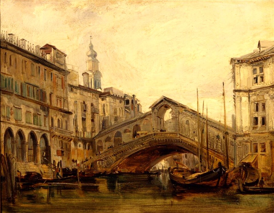 Richard Parkes Bonington - Gezicht op het Canal Grande en de Rialto-brug te Venetië - 1073 (OK) - Museum Boijmans Van Beuningen