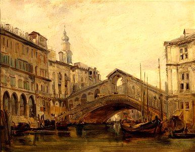 Richard Parkes Bonington - Gezicht op het Canal Grande en de Rialto-brug te Venetië - 1073 (OK) - Museum Boijmans Van Beuningen
