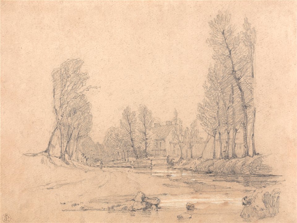 Richard Parkes Bonington - A Wooded Stream and a Farmhouse in Normandy - Google Art Project