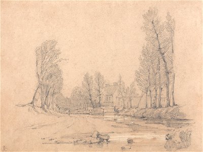 Richard Parkes Bonington - A Wooded Stream and a Farmhouse in Normandy - Google Art Project