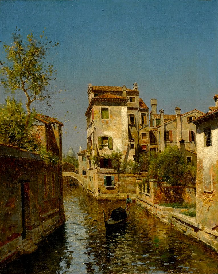 Gondolier on a Venetian Canal by Martín Rico y Ortega