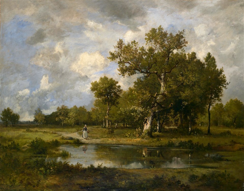 Leon Richet Bachlandschaft mit Wanderin