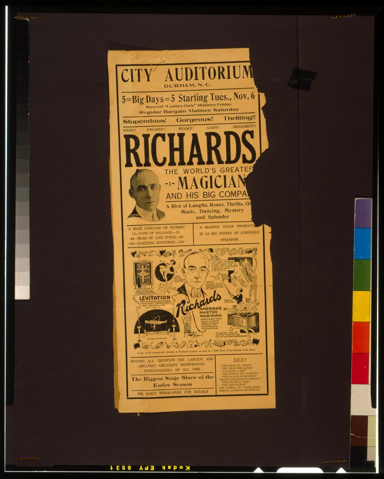 Richards, the world's greatest magician and his big company the biggest stage show of the entire season. LCCN2014635619