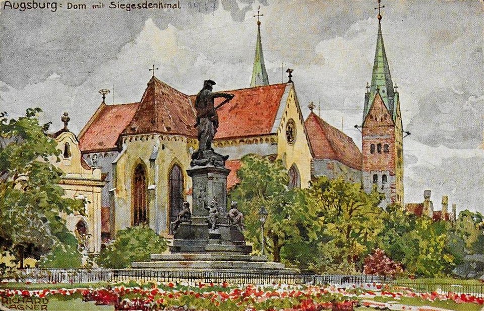 Richard Wagner Augsburg Dom mit Siegesdenkmal