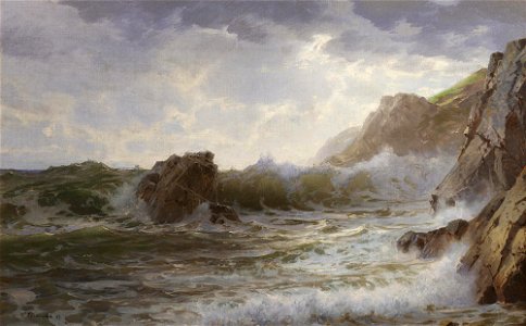 Breaking Waves by William Trost Richards, 1898. Free illustration for personal and commercial use.