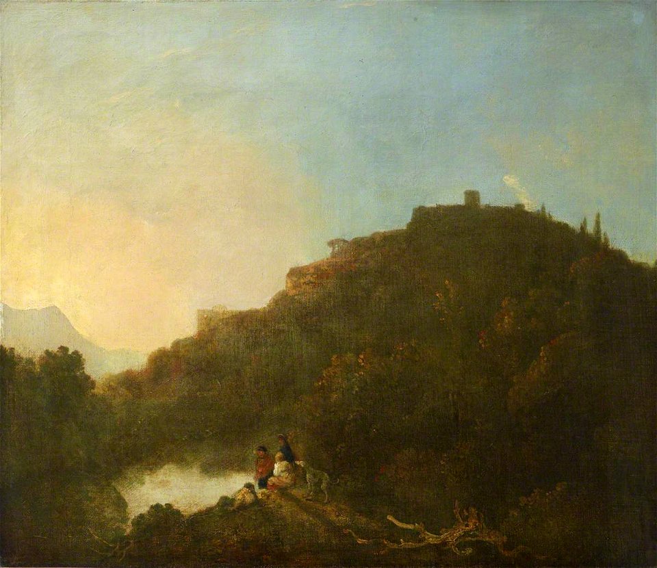Richard Wilson (1713-1714-1782) (attributed to) - Landscape with a Castle and a Lake - 515554 - National Trust