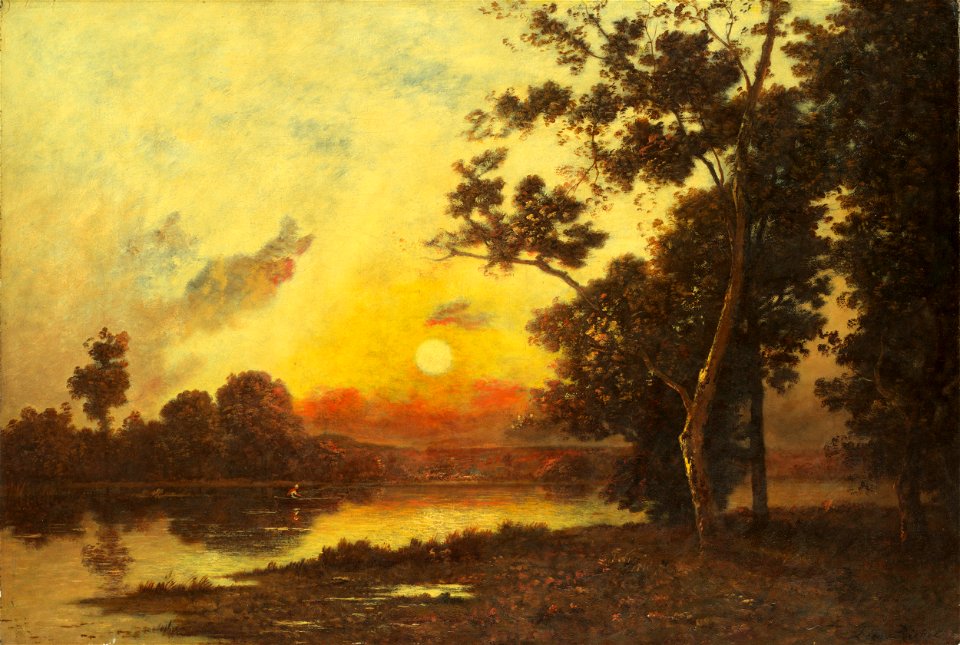 Léon Richet - Coucher de soleil sur la rivière
