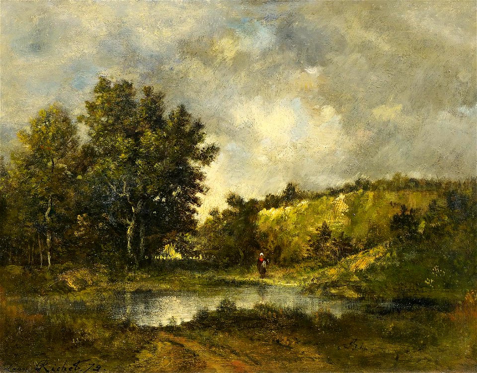 Léon Richet - Collecteur de broussailles au lac de la forêt (1872)