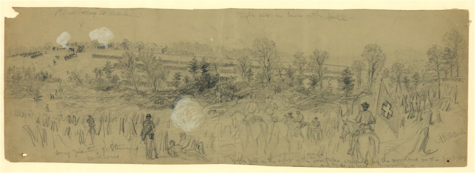 Rifle pits on the right of the Orange Turnpike occupied by the regulars on the first day and by the 6th corps subsequently LCCN2004661005