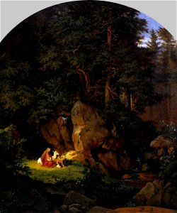Ludwig Richter - Genoveva in the Forest Seclusion - WGA19456