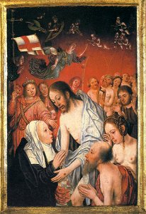Right wing diptych Mostaert - Christ appearing to his mother