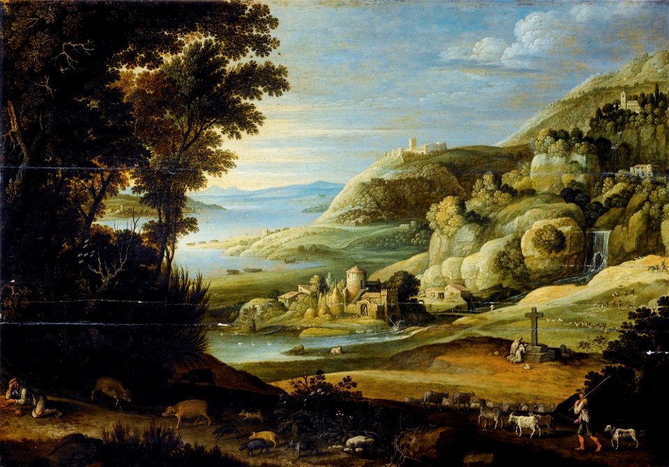 Marten Rijckaert - Landschap met figuren en dieren