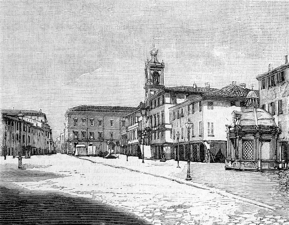 Rimini – Piazza Giulio Cesare (xilografia)