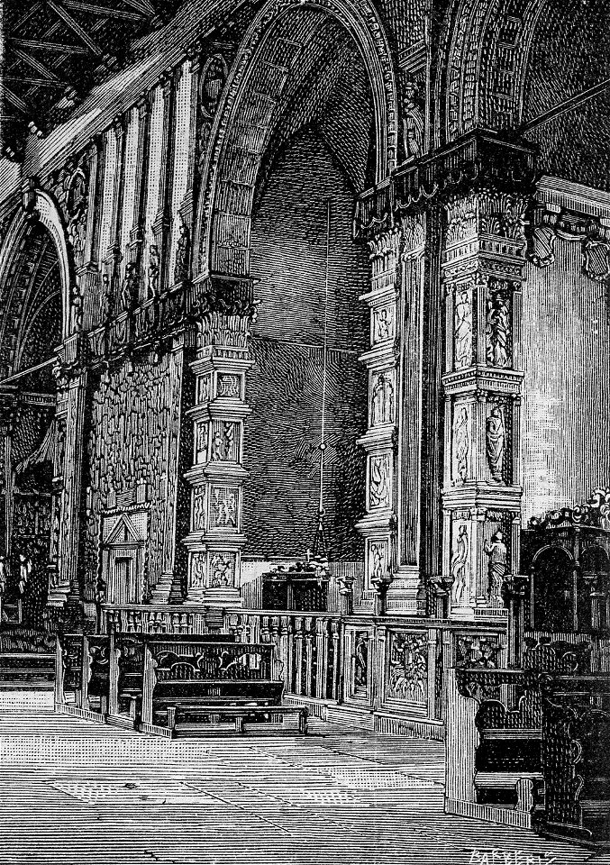 Rimini – Interno del Tempio Malatestiano (xilografia)