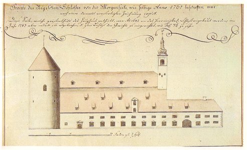 Riga castle from east in 1767 by Brotze
