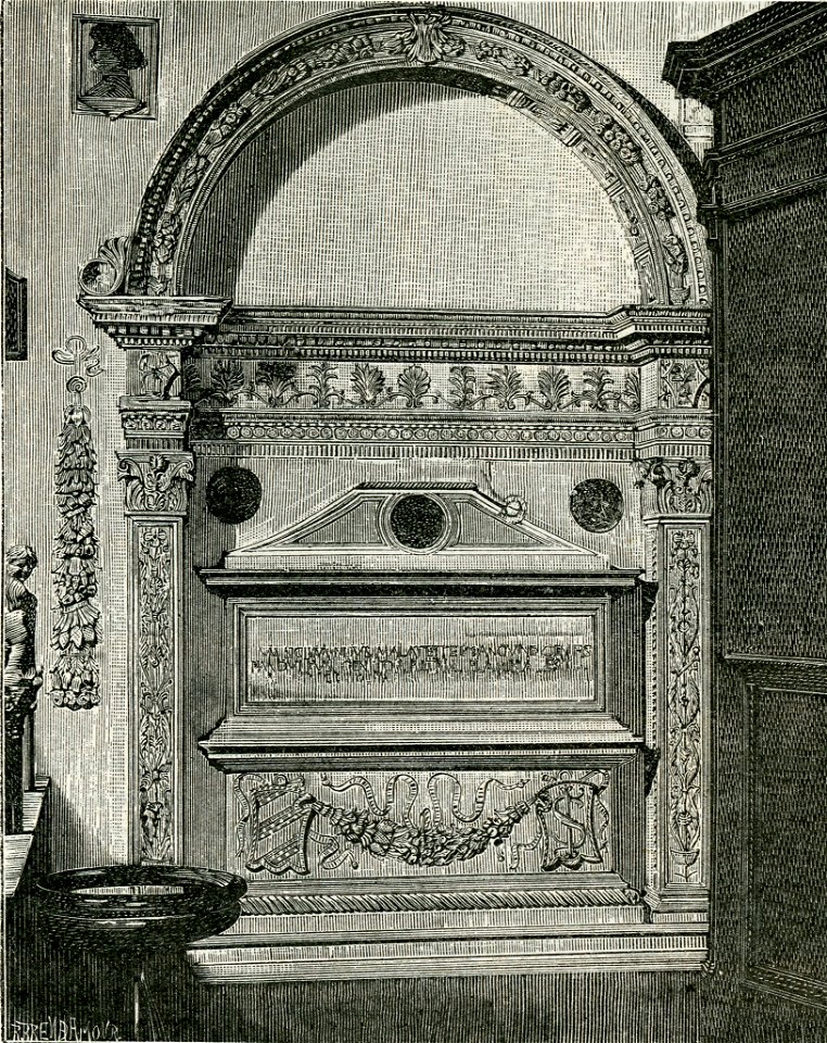 Rimini Tempio Malatestiano Sepolcro di Sigismondo Malatesta xilografia di Richard Brend'amour
