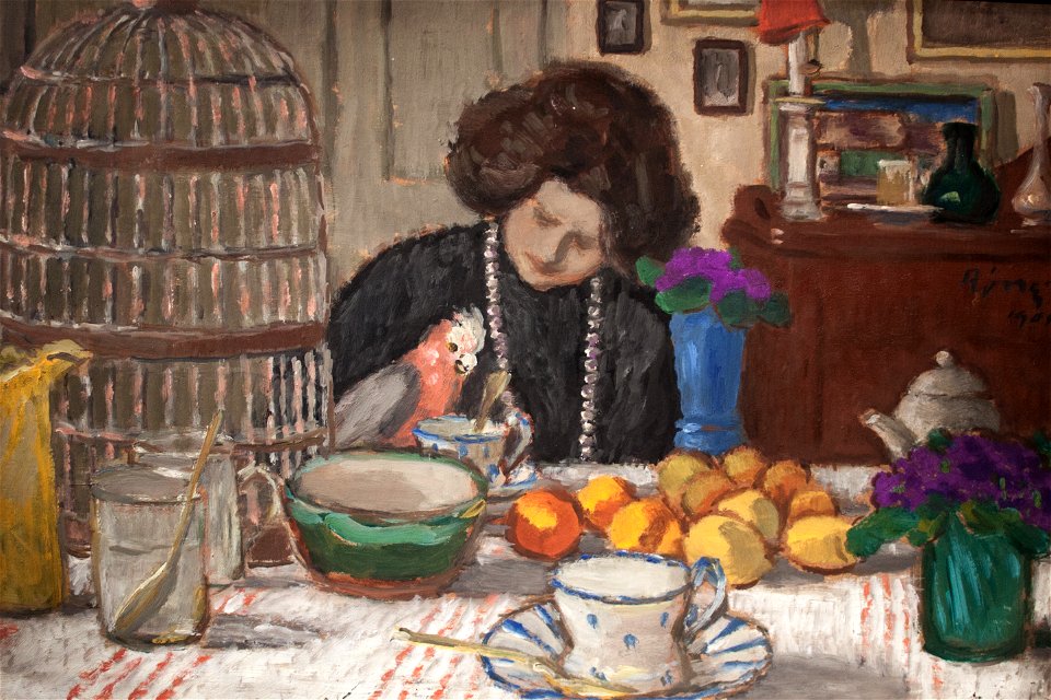 Rippl-Rónai - Lazarine with a parrot