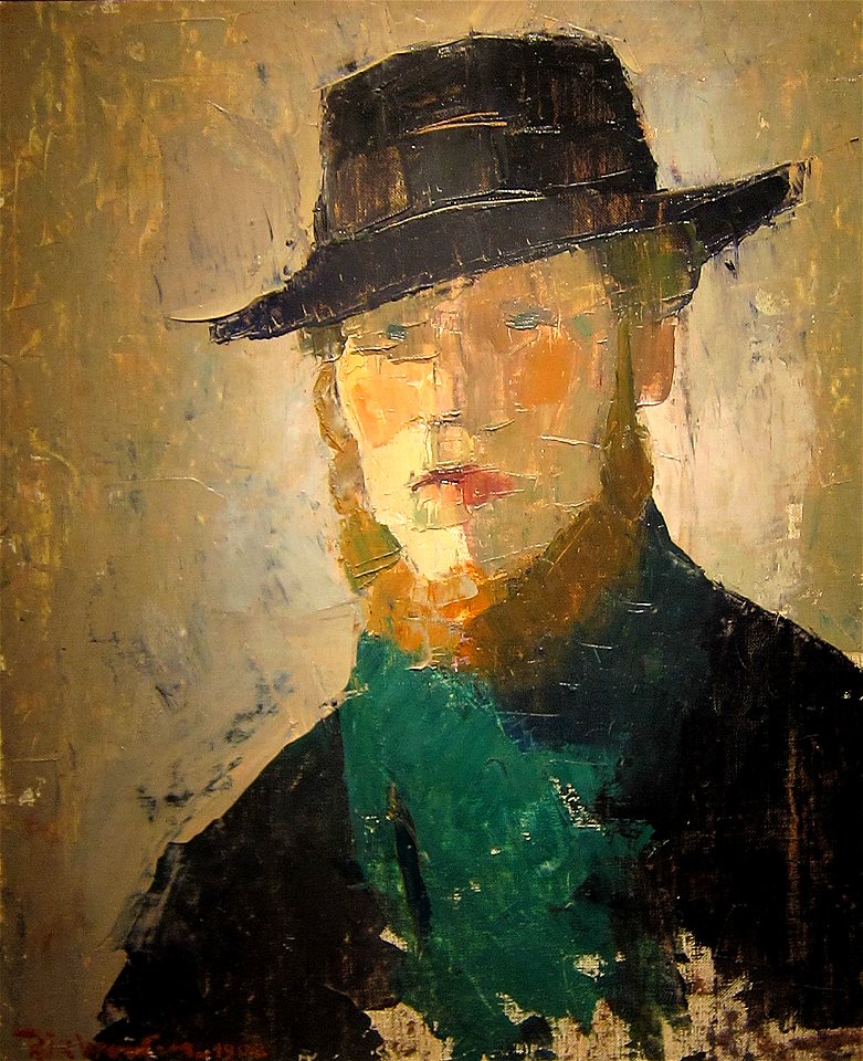 Rik Wouters Zelfportret met zwarte hoed (1908) Schepenhuis Mechelen 16-12-2011 14-36-04