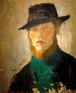 Rik Wouters Zelfportret met zwarte hoed (1908) Schepenhuis Mechelen 16-12-2011 14-36-04