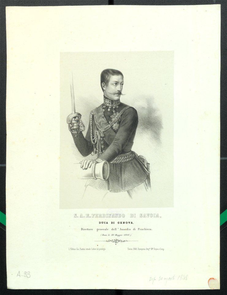 Ritratto di Ferdinando di Savoia duca di Genova, 1848 - Accademia delle Scienze di Torino - Ritratti 0037