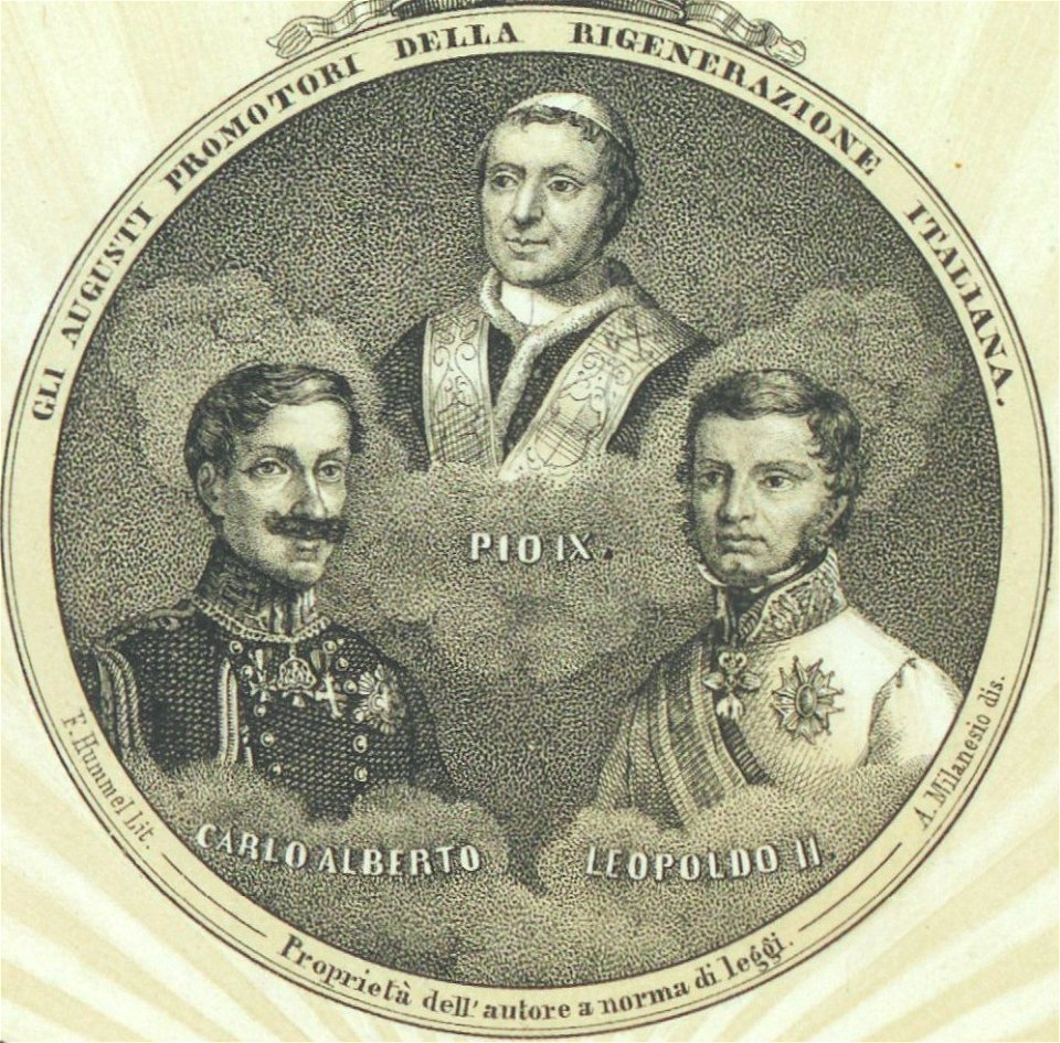 Ritratto di Pio IX, Carlo Alberto e Leopoldo II , 1847 - Accademia delle Scienze di Torino - Ritratti 0132 C