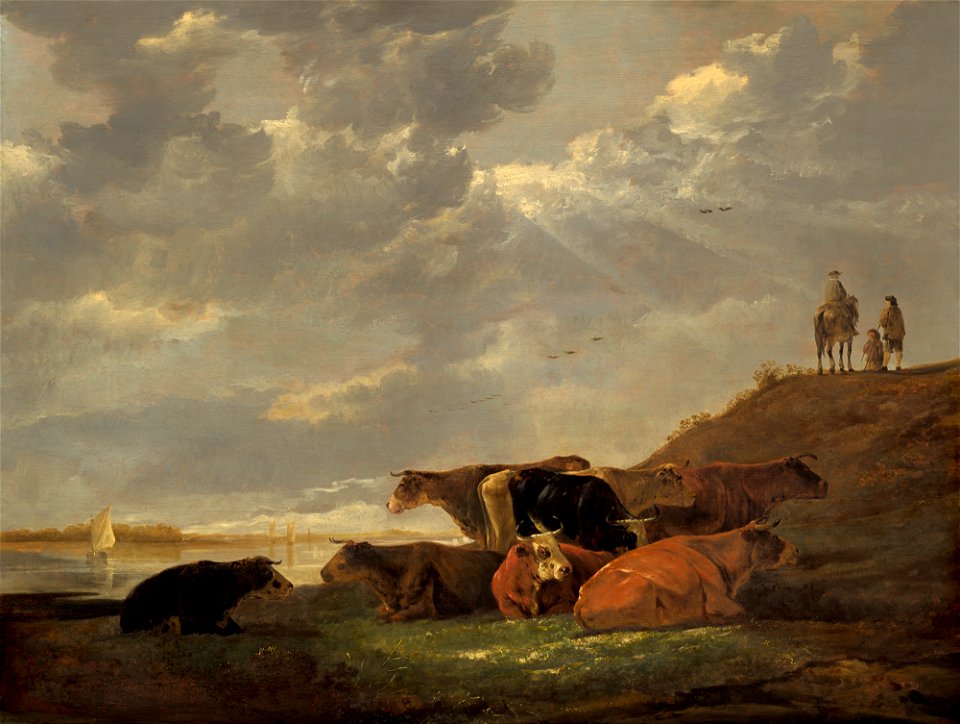 River Landscape with Cows A10720