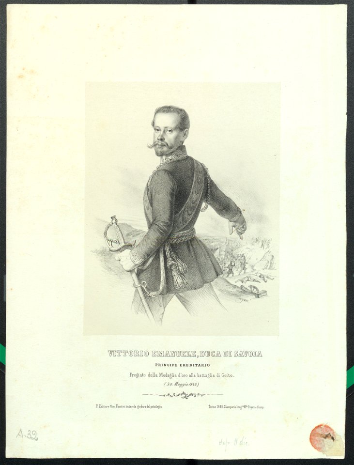 Ritratto di Vittorio Emanuele duca di Savoia, 1848 - Accademia delle Scienze di Torino - Ritratti 0036