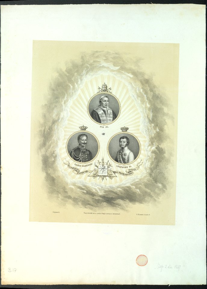 Ritratto di Pio IX, Carlo Alberto e Leopoldo II, 1847 - Accademia delle Scienze di Torino - Ritratti 0131