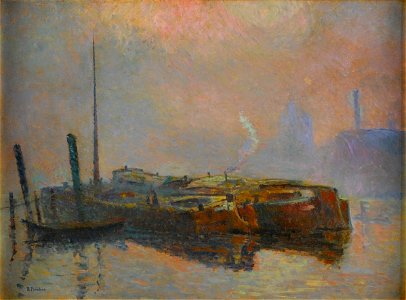 Robert Antoine Pinchon, before 1909, Péniche dans la brume, oil on canvas, 54 x 73 cm, Musée des Beaux-Arts de Rouen, donation François Depeaux, 1909