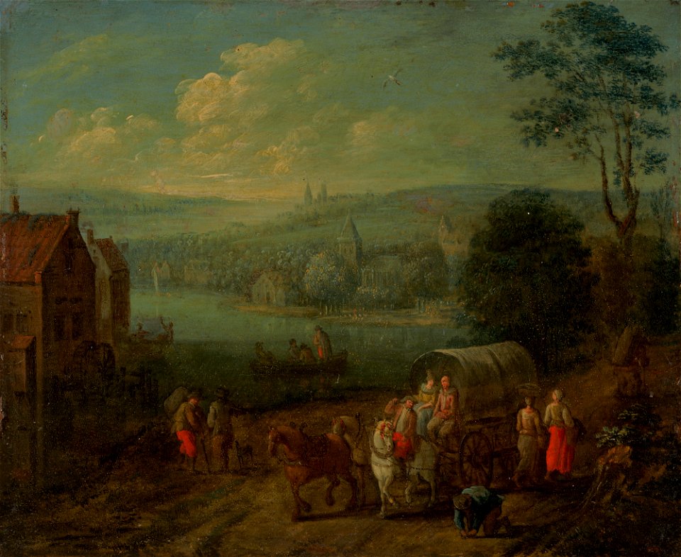 River Landscape with Villages and Travelers C10106