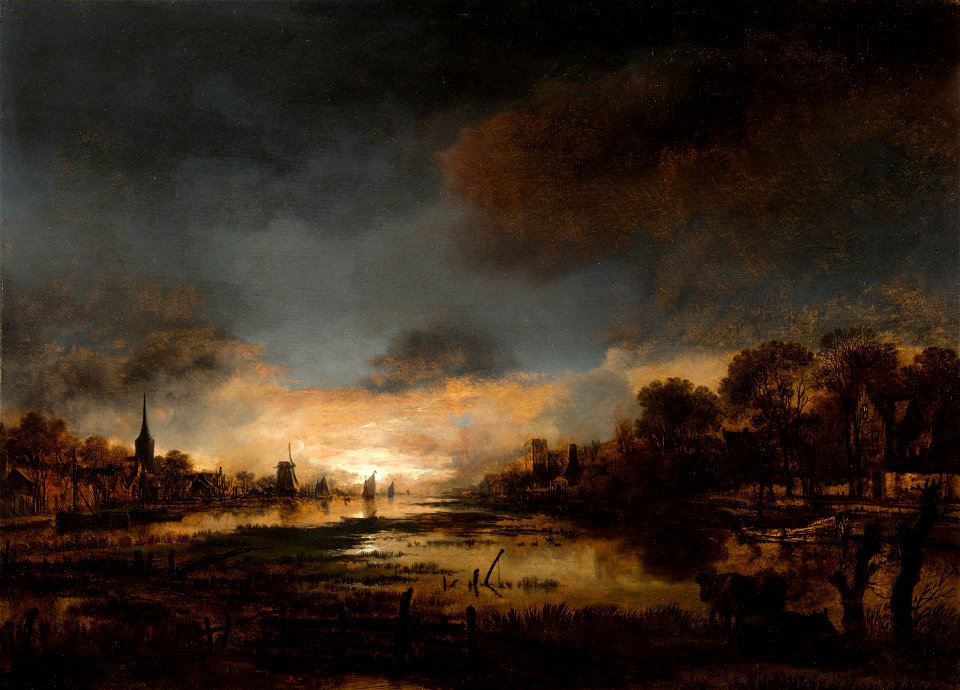 River Landscape at Sunset by Aert van der Neer Mauritshuis 913