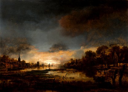 River Landscape at Sunset by Aert van der Neer Mauritshuis 913