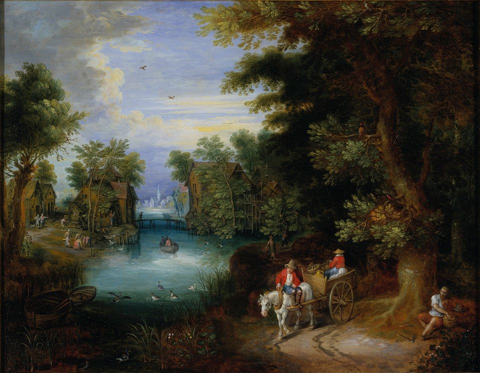 River Landscape with Peasants (Adrian van Stalbemt) - Nationalmuseum - 17681