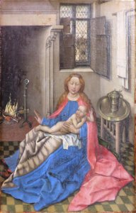 Robert Campin - Madonna with the Child by a Fireplace - WGA14396. Free illustration for personal and commercial use.