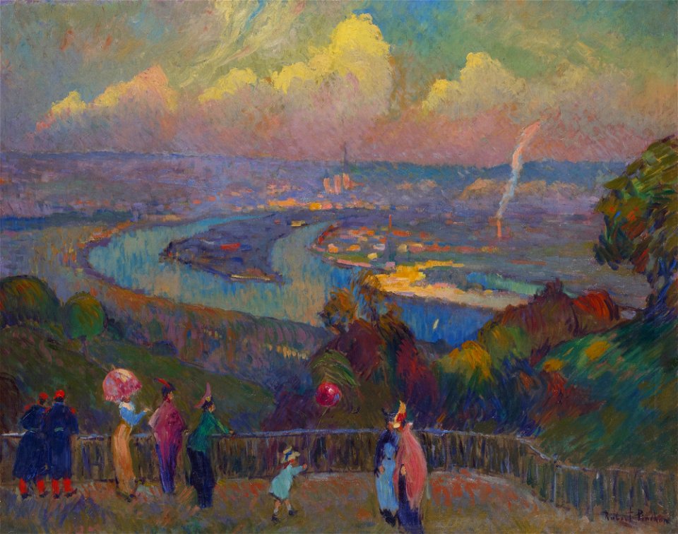 Robert Antoine Pinchon, Rouen, La Seine, Vue depuis les Hauteurs de Caudebec, oil on canvas, 73.7 x 92.4 cm (29 x 36.4 in)