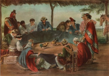 Riña de gallos - Salta, según Pallière