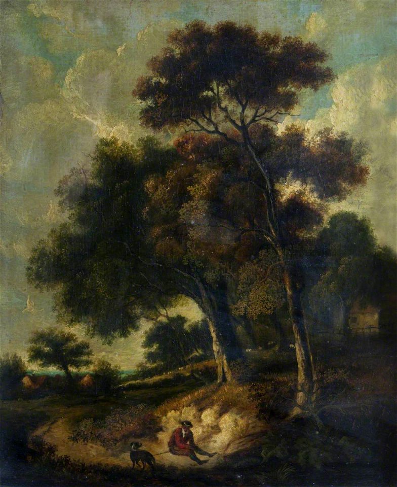 Robert Ladbrooke (1770-1842) - Man and Dog on a Path in a Wooded Landscape - 1401339 - National Trust