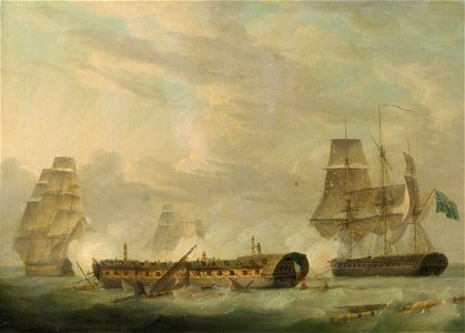 Robert Dodd (1748-1815) - Action at Sea, a French Frigate Completely Dismasted - BHC2243 - Royal Museums Greenwich