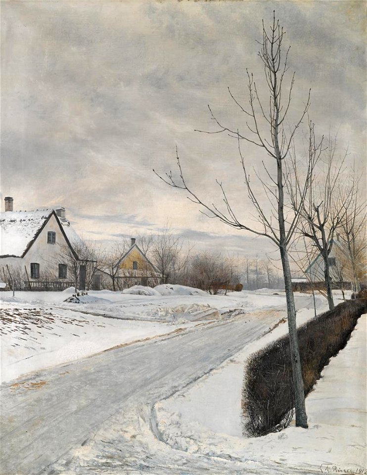 Road in the Village of Baldersbrønde (Winter Day)-Laurits Andersen Ring