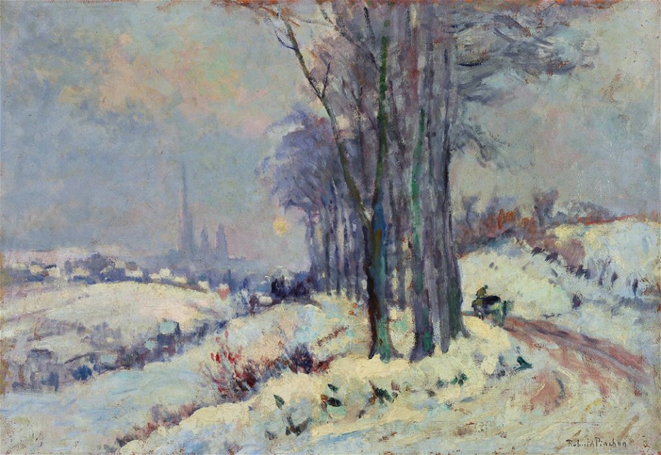 Robert Antoine Pinchon, Environs de Rouen sous la neige, oil on canvas, 50 x 73 cm
