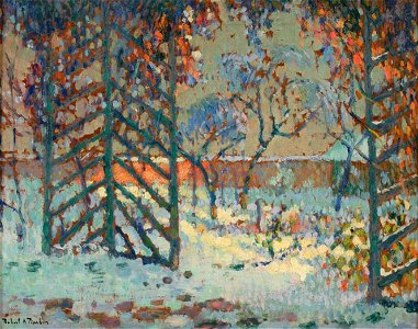 Robert Antoine Pinchon, 1916, La tonnelle sous la neige, oil on carton, 37.5 x 46.5 cm